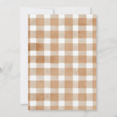 Heart Little Cutie Pie Brown Gingham Baby Shower Kaart (Achterkant)