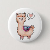 Heart Llama Ronde Button 5,7 Cm (Voorkant)