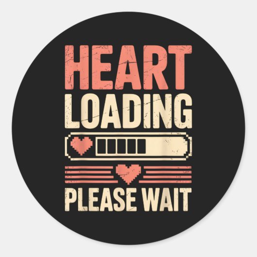 Heart Loading Please Wait Retro Xel Valentine Humo Ronde Sticker (Voorkant)