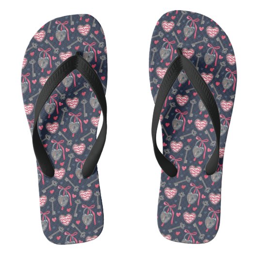 Heart Lock Cadeaupatroon, Valentijnsdag Cadeaus Teenslippers (Voetbed)