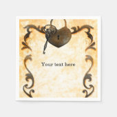 Heart Lock & Key  Antiek Napkins Servetten (Voorkant)