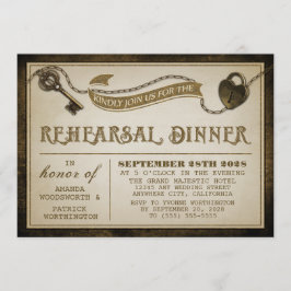 Heart Lock Skelet Key repetitie diner uitnodiginge Kaart