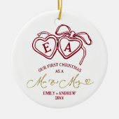 Heart Locket Christmas Wedding  Keramisch Ornament (Voorkant)