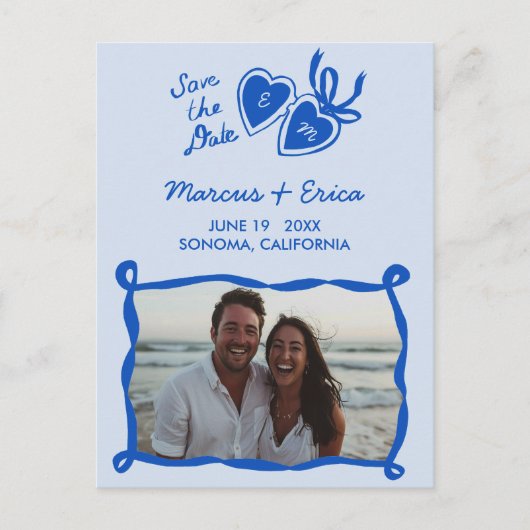 Heart Locket Custom Photo Initialen Sla de datum o Briefkaart (Voorkant)