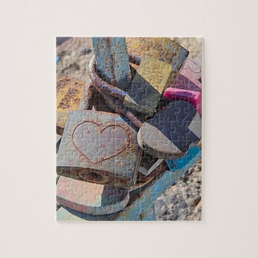 Heart Locks in Greece Puzzle Legpuzzel (Verticaal)
