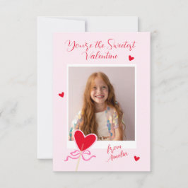 Heart Lollipop Photo Bow Sweetest Valentine Love Notitiekaartje