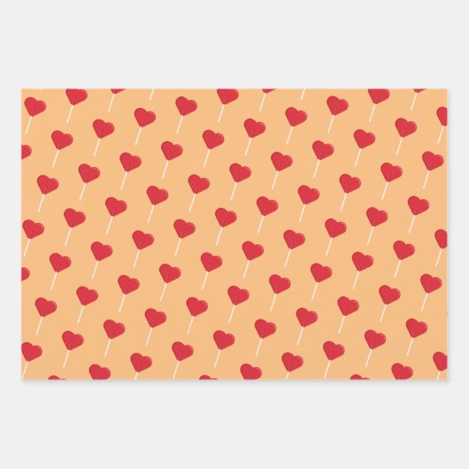 Heart Lollipop Valentijnsdag Pattern Inpakpapier Vel (Voorkant 2)