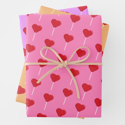 Heart Lollipop Valentijnsdag Pattern Inpakpapier Vel (In situ)