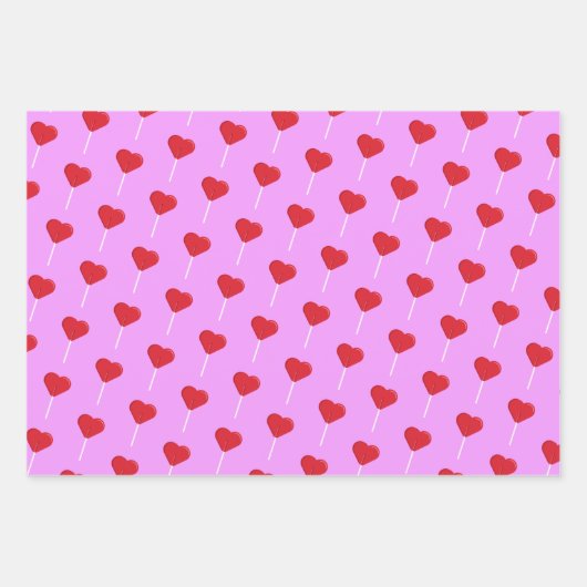 Heart Lollipop Valentijnsdag Pattern Inpakpapier Vel (Voorkant 3)