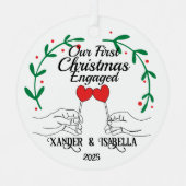 Heart Lollipops Eerste Kerstdag verloofd Metalen Ornament (Voorkant)