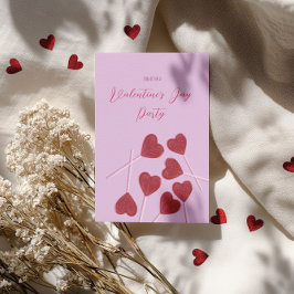 Heart Lollipops on Pink – Valentine’s Day Party  Kaart