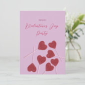 Heart Lollipops on Pink – Valentine’s Day Party  Kaart (Staand voorkant)