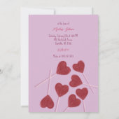 Heart Lollipops on Pink – Valentine’s Day Party  Kaart (Achterkant)