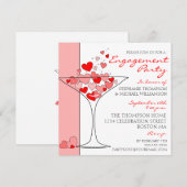 Heart Love Cocktail Engagement Party Uitnodiging (Voorkant / Achterkant)