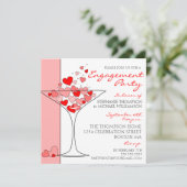 Heart Love Cocktail Engagement Party Uitnodiging (Staand voorkant)