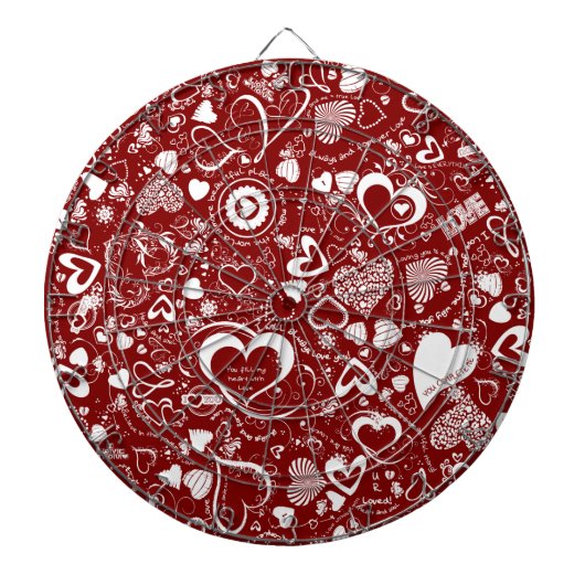 Heart Love Doodles DART BOARD Dartbord (Voorkant)