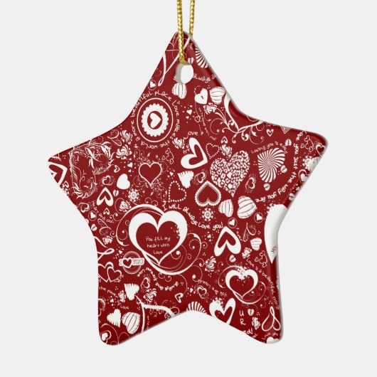 Heart Love Doodles Keramisch Ornament (Links)