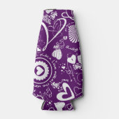 Heart Love Doodles-Paars-White-Bottle Cooler (Voorkant)