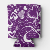 Heart Love Doodles-Paars-White-Drink Koelbox Blikjeskoeler (Achterkant)
