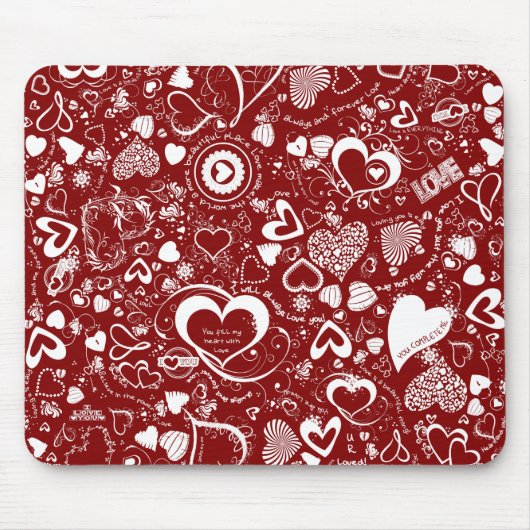 Heart Love Doodles Red MUISMAT (Voorkant)