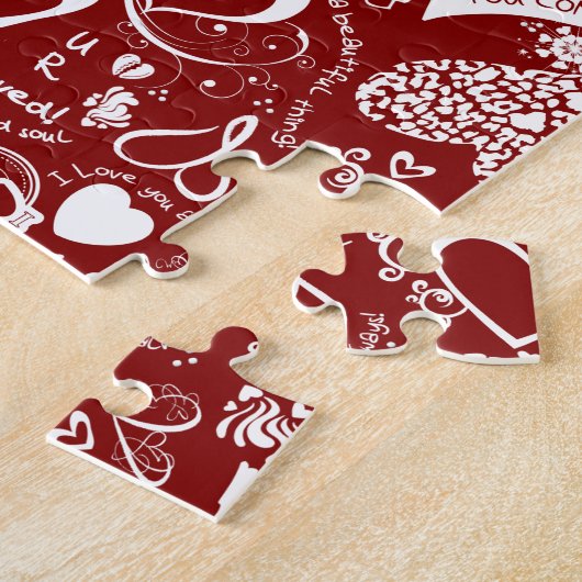 Heart Love Doodles Red Puzzle Legpuzzel (Zijkant)