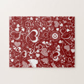 Heart Love Doodles Red Puzzle Legpuzzel (Horizontaal)