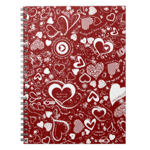 Heart Love Doodles Red Spiral Notitieboek
