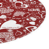 Heart Love Doodles Red-White-Round Cutting Board Snijplank (Hoek)