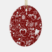 Heart Love Doodles Round Ornament (Rechts)