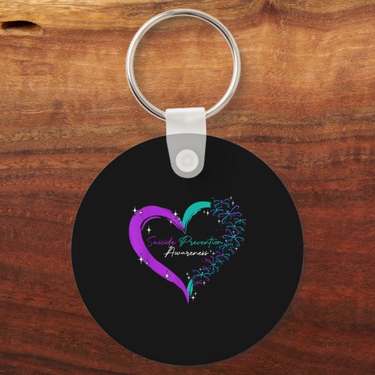 Heart Love Dragonfly Zelfmoordpreventie Bewustzijn Sleutelhanger (Voorkant)