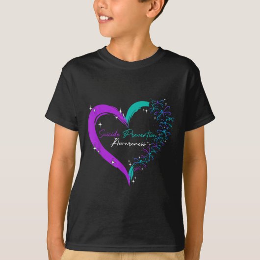 Heart Love Dragonfly Zelfmoordpreventie Bewustzijn T-shirt (Voorkant)