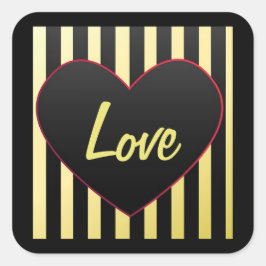 Heart "Love" en Stripes Square Sticker