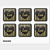 Heart "Love" en Stripes Square Sticker (Vel)