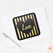 Heart "Love" en Stripes Square Sticker (Envelop)
