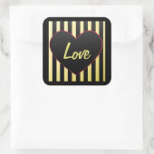 Heart "Love" en Stripes Square Sticker (Tas)