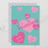 Heart Love Happy Valentine's Day Mint Pink Message Feestdagenkaart (Voorkant / Achterkant)