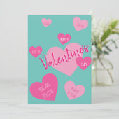 Heart Love Happy Valentine's Day Mint Pink Message Feestdagenkaart (Staand voorkant)