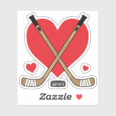 Heart Love Hockey Girls Hockey Sticks and Puck Sticker (Vel)