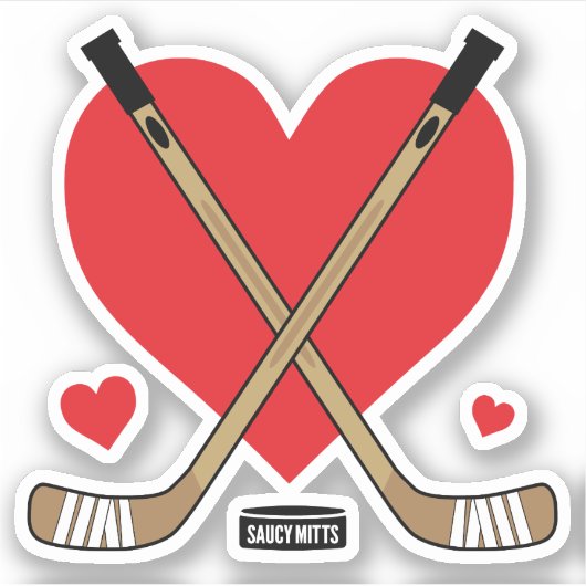 Heart Love Hockey Girls Hockey Sticks and Puck Sticker (Voorkant)