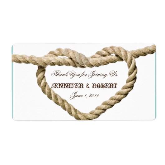 Heart Love Knot Western Waterflesetiket Etiket (Voorkant)