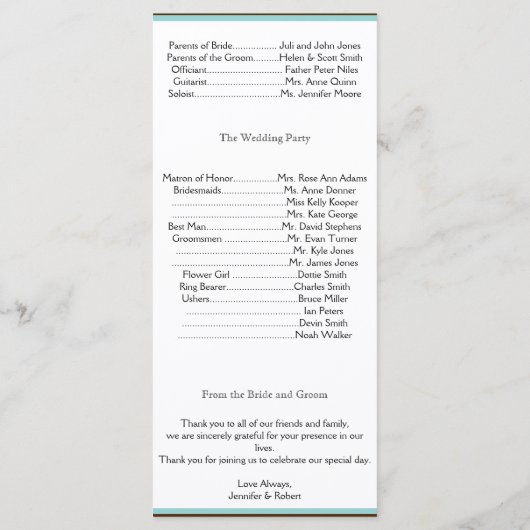 Heart Love Knot Western Wedding Program Programmakaart (Achterkant)