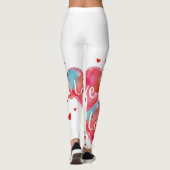 Heart Love Modern Watercolor Artsy Valentine's Day Leggings (Achterkant)