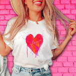 Heart Love Modern Waterverf Artsy Valentijnsdag<br><div class="desc">Dit artistieke, moderne Valentijnsdag shirt werd ontworpen met mijn kleurrijk waterverf hart geschilderd met heldere tinten van fuchsia roze, neon oranje en fluorescerend rood. De verfdruppels en splatters geven de kaart een leuk, abstract gevoel. De trendy doopvonten en de tekst kunnen voor een volledig gepersonaliseerd cadeau aan show uw liefde...</div>