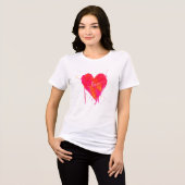 Heart Love Modern Waterverf Artsy Valentijnsdag Tri-Blend Shirt (Voorkant volledig)