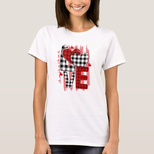 Heart Love Modern Waterverf Valentijnsdag T-shirt (Voorkant)