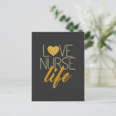 Heart Love Nurse Life Aankondigingskaart (Staand voorkant)