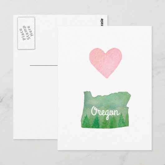 Heart (Love) Oregon State Green Valley Briefkaart (Voorkant / Achterkant)