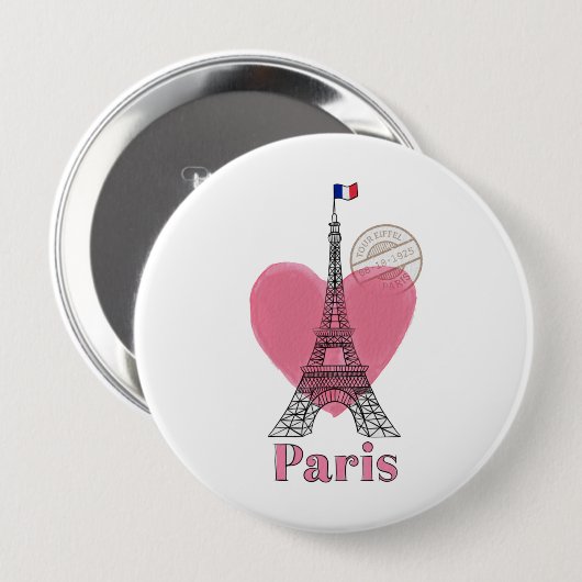Heart Love Paris Button (Voorkant /achterkant)