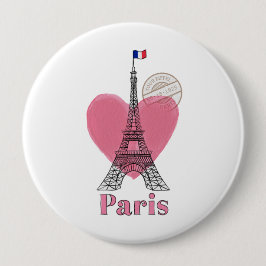 Heart Love Paris Button