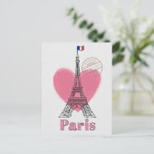 Heart Love Paris Eiffel Tower Briefkaart (Staand voorkant)